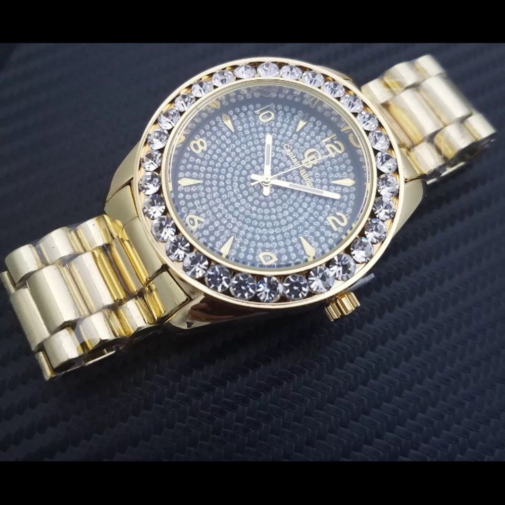 Gold Crystal Men's Bracelet Watch - Unbranded